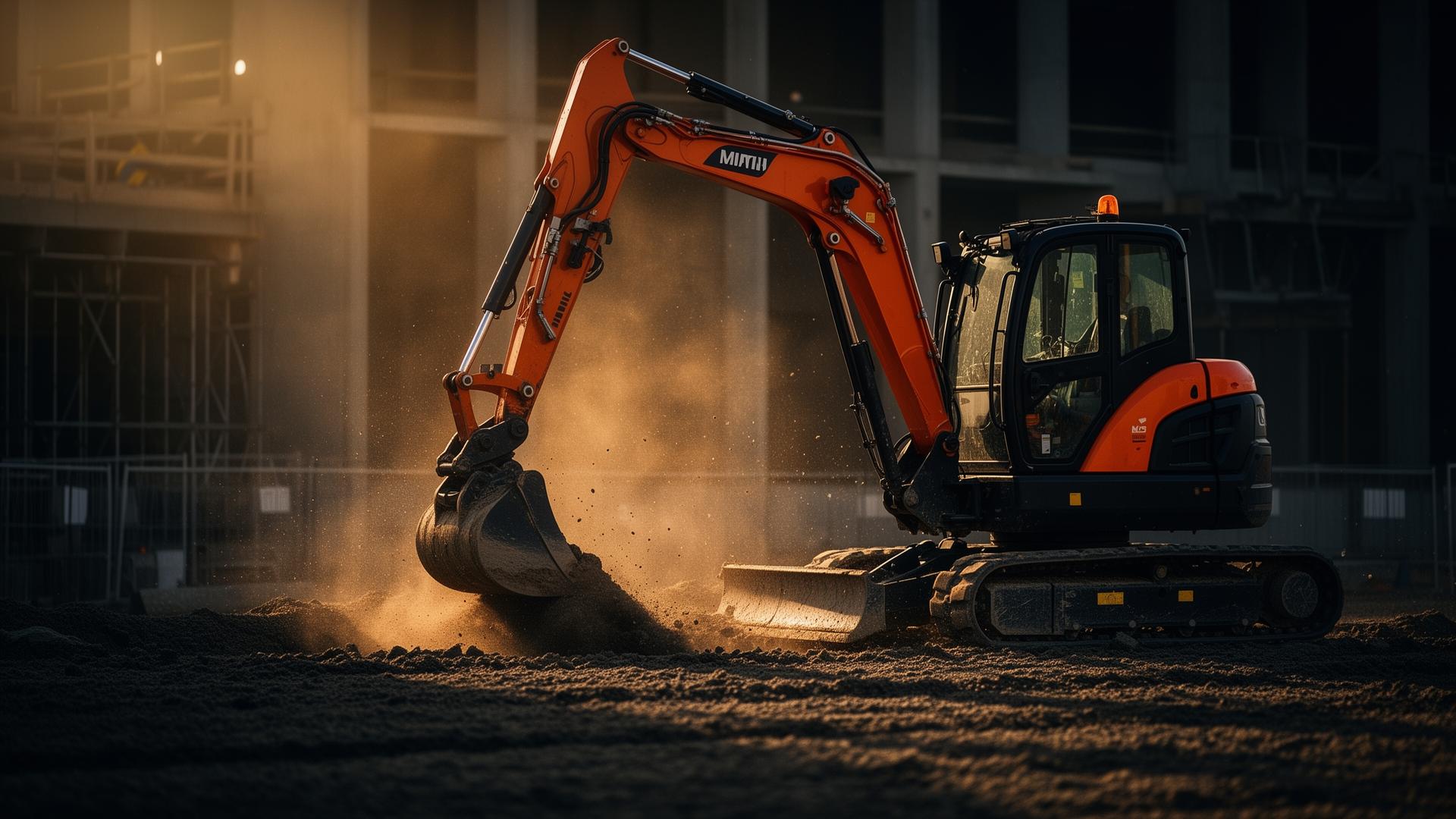 Mini-pelle CED-C sur chantier
